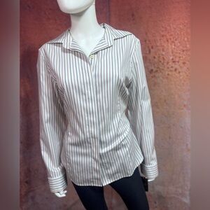 NWT Evan-Picone No-Iron Striped Women's Button Up Top